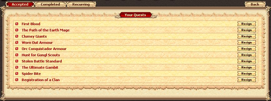 Your quest log